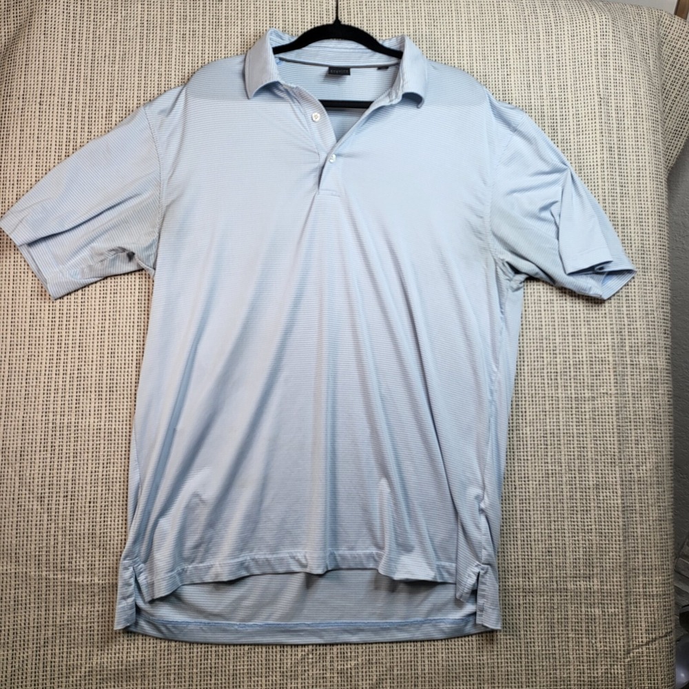Dunning Golf Polo Shirt XL White‎ With Blue Stripes